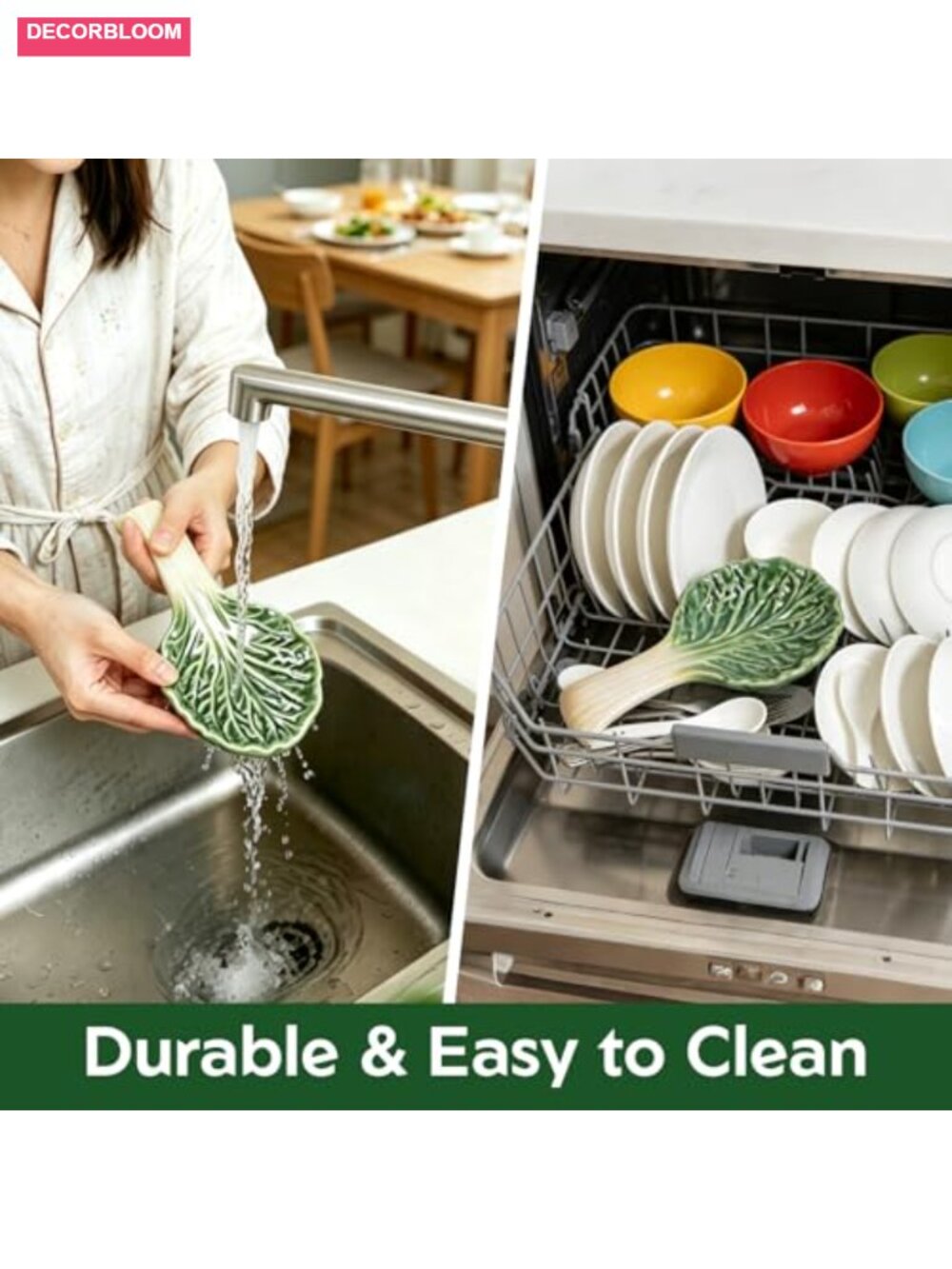 Ceramic Spoon Rest for Stove Top, 2 Pack Cabbage 3D Spatula Rest, Kitchen - Picture 5 of 6